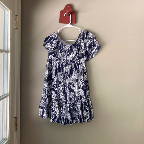 Crown & Ivy Blue & White Giraffe Print One Shoulder Dress XS - Picture 4 of 6